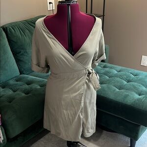 Stylish Tan Wrap Dress | Size L